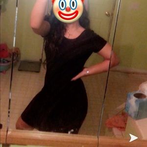 Black fabric stretchy bodycon dress